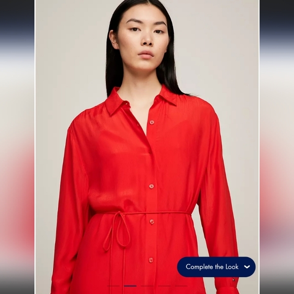 Belted Crepe Shirtdress - Picture 2 of 7